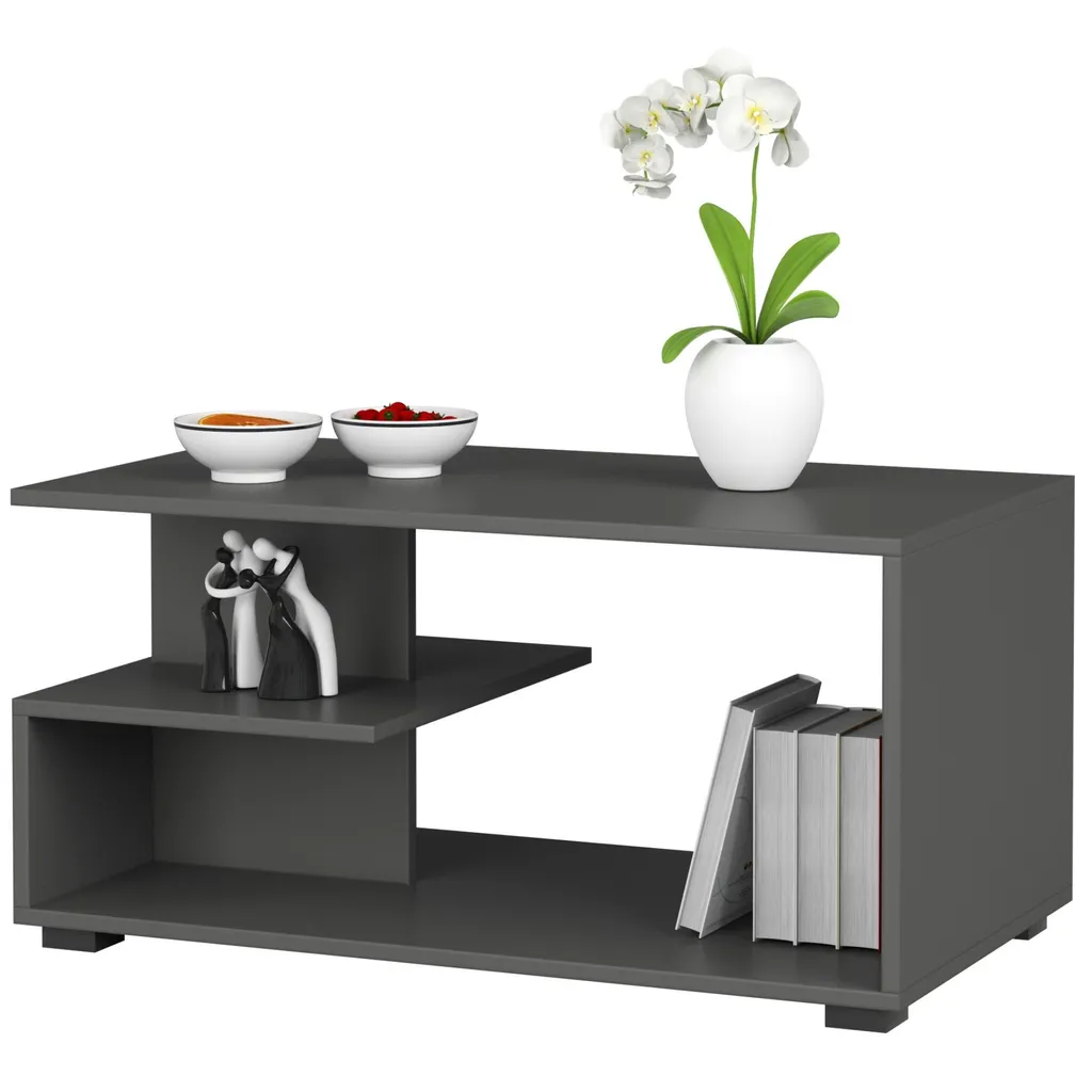 Table basse gris graphite 90x50 cm pour salon moderne - 2