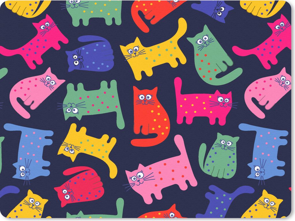 MuchoWow Mauspad Mousepad Muster - Katze - Regenbogen - Rosa - Mädchen - Kinder - Kind 40x30 cm - Mousepads - Maus Mat - Pad - Mausunterlage - A...