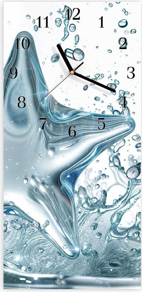 Wanduhr aus Glas mit Motiv Sternspritzer- 30 x 60 cm - inkl. Aufhängesystem