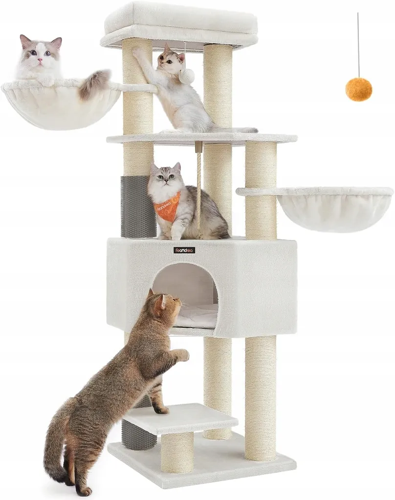 Arbre à chat anti-stress 160 cm avec zones de repos chaudes et sécurisées