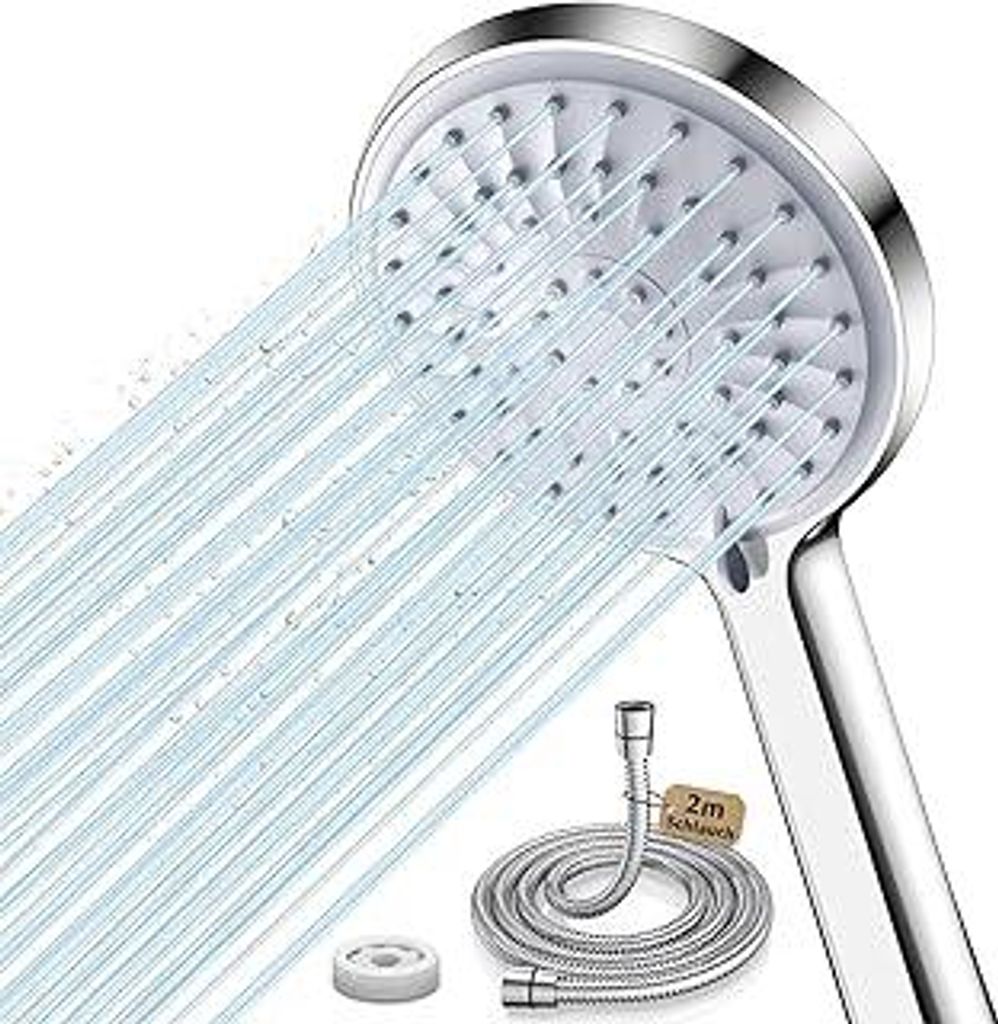 FASDUNT Duschkopf Wassersparend ?Wasserersparnis 49%??? Strahlarten mit ??M Premium Schlauch aus Edelstahl & 9.5L/min Durchflussbegrenzer Hochdruck...