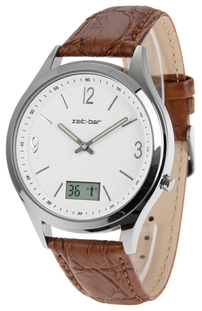 Zeit-Bar Funk-Armbanduhr Herren, mit Datums- und Produktbild 