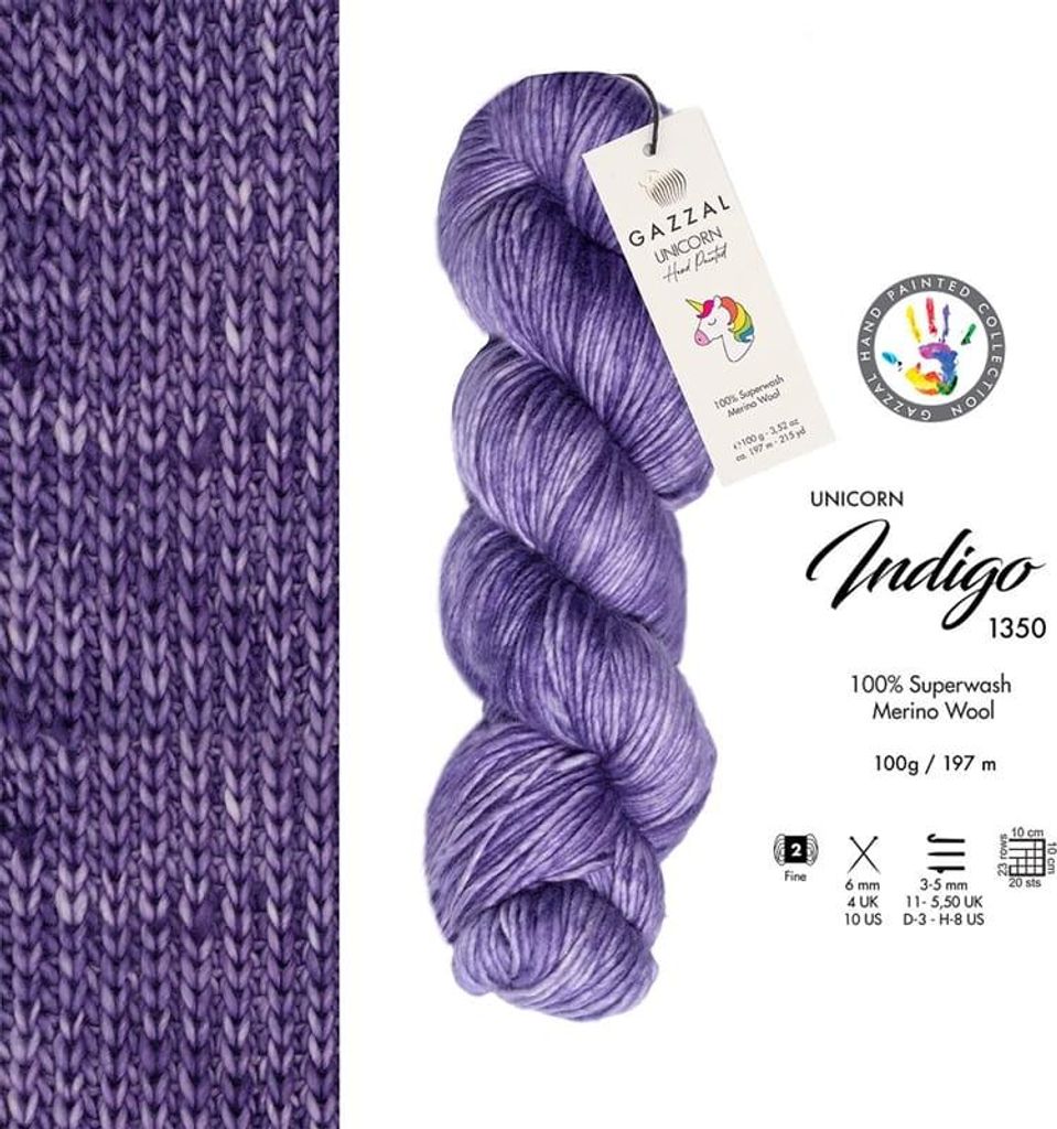 Włóczka Gazzal Unicorn 1350 / Indigo / fiolet Zdjęcie produktu 