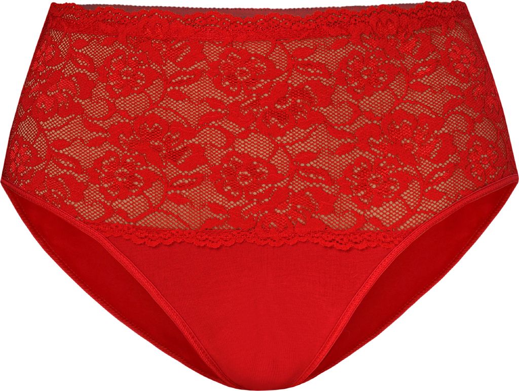 Teyli Hohe Taille Baumwollslip mit floraler Spitze Violetta Female 144 rot S