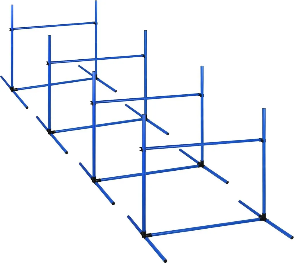 Sessamen-LP Set Ostacoli Agility Dog 4 Pezzi | Pali Slalom Professionali Blu