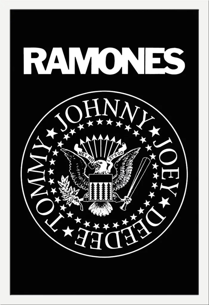 Poster Ramones avec Cadre Shinsuke Maxi MDF Blanc et Vitre Acrylique