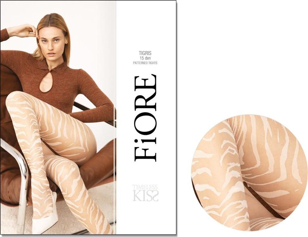 Zebra-Strumpfhose TIGRIS 15 DEN 3 White Nude