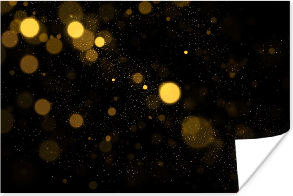 MuchoWow Poster Gold - Abstrakt - Luxus - Schwarz 90x60 cm - Schlafzimmer