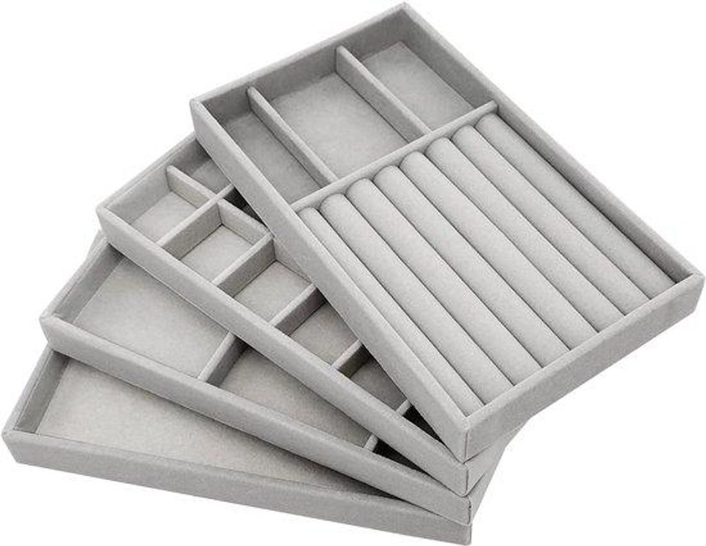 Schmuckkoffer mit 4 Fächern, stapelbarer Schmuckbox, Produktbild 