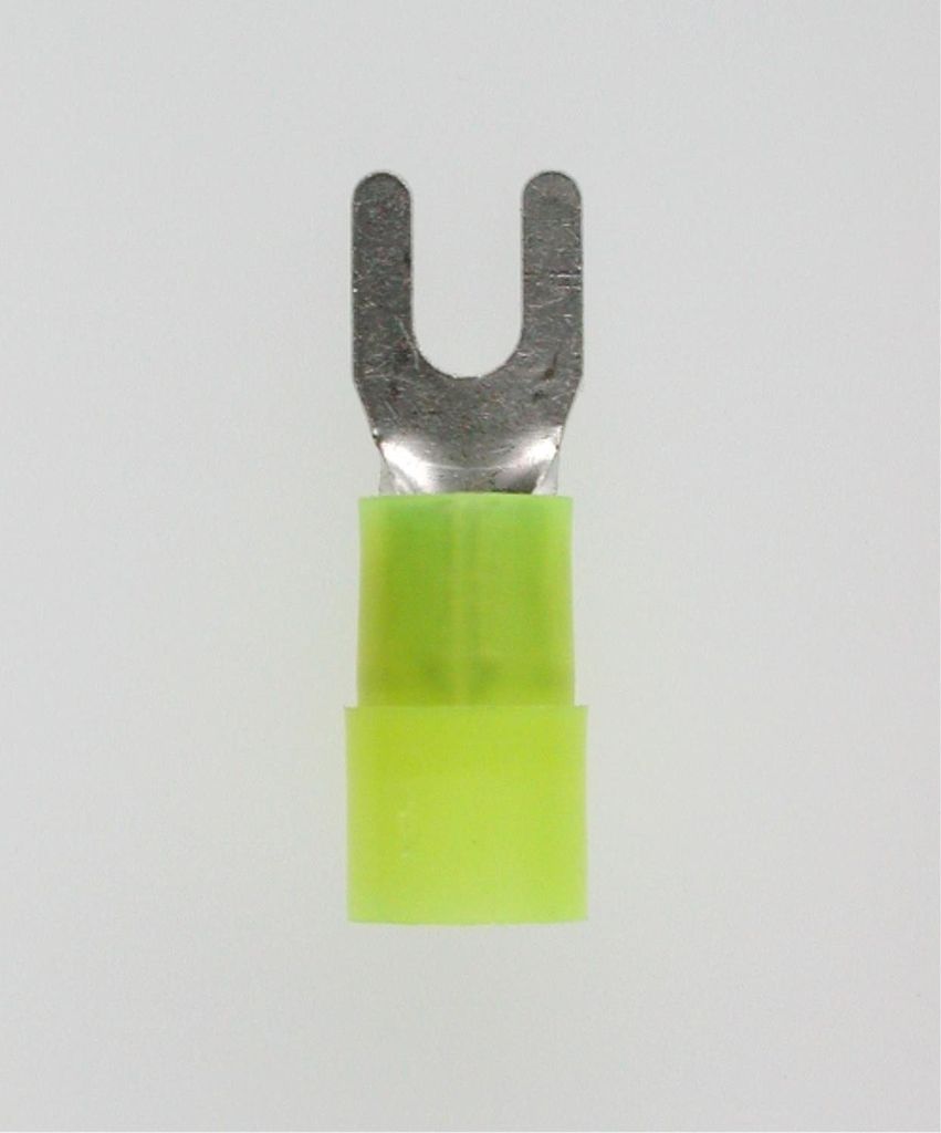 Quetschkabelschuh DIN 46237 isoliert, Gabelform Querschnitt 4mm² - 6mm² gelb, transparent - 1 Stück