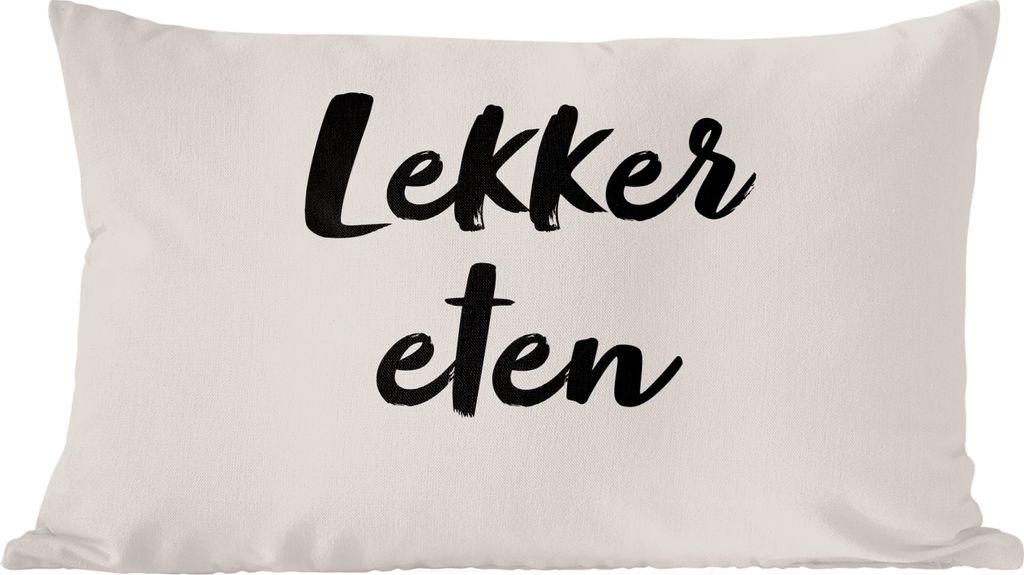 MuchoWow Zierkissen Sofakissen Wohnzimmer Dekokissen 50x30 cm Taupe - Gutes Essen - Zitat - Wohnzimmerdekoration - Polster mit Photo