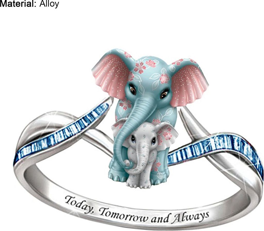Fingerring, schöner Cartoon-Elefant, romantische Accessoires, Schmuck, Damen-Legierungsring, Valentinstagsgeschenk