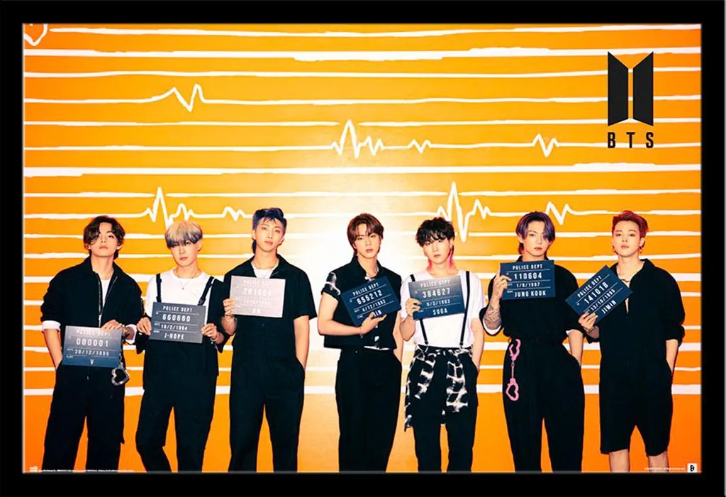 Cadeau Fan BTS Poster Police encadré pour décoration chambre et salon