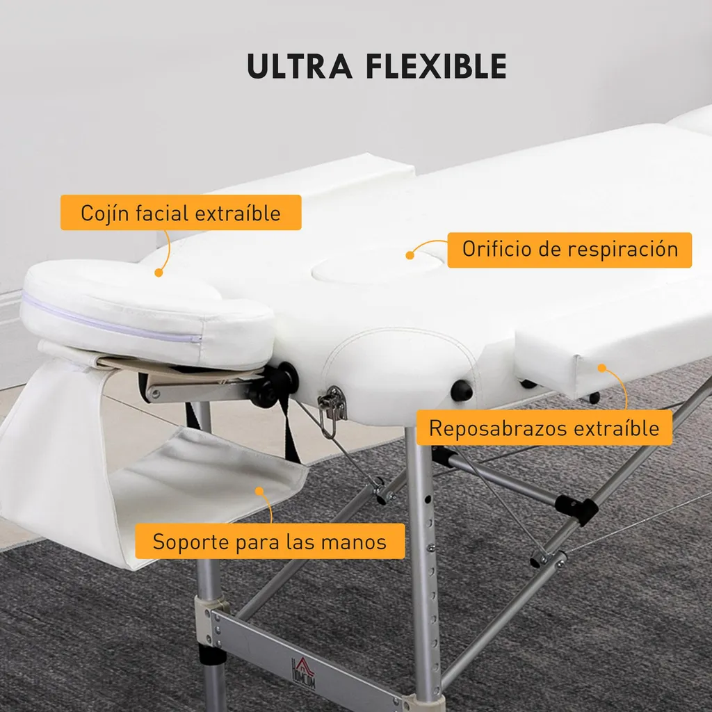 Table de massage pour soins à domicile, pliante et ajustable, Blanc - 4