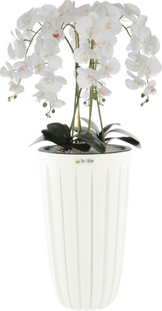 Künstliche Orchidee Weiß Kaskaden Blumenstrauß im Topf mit Produktbild 