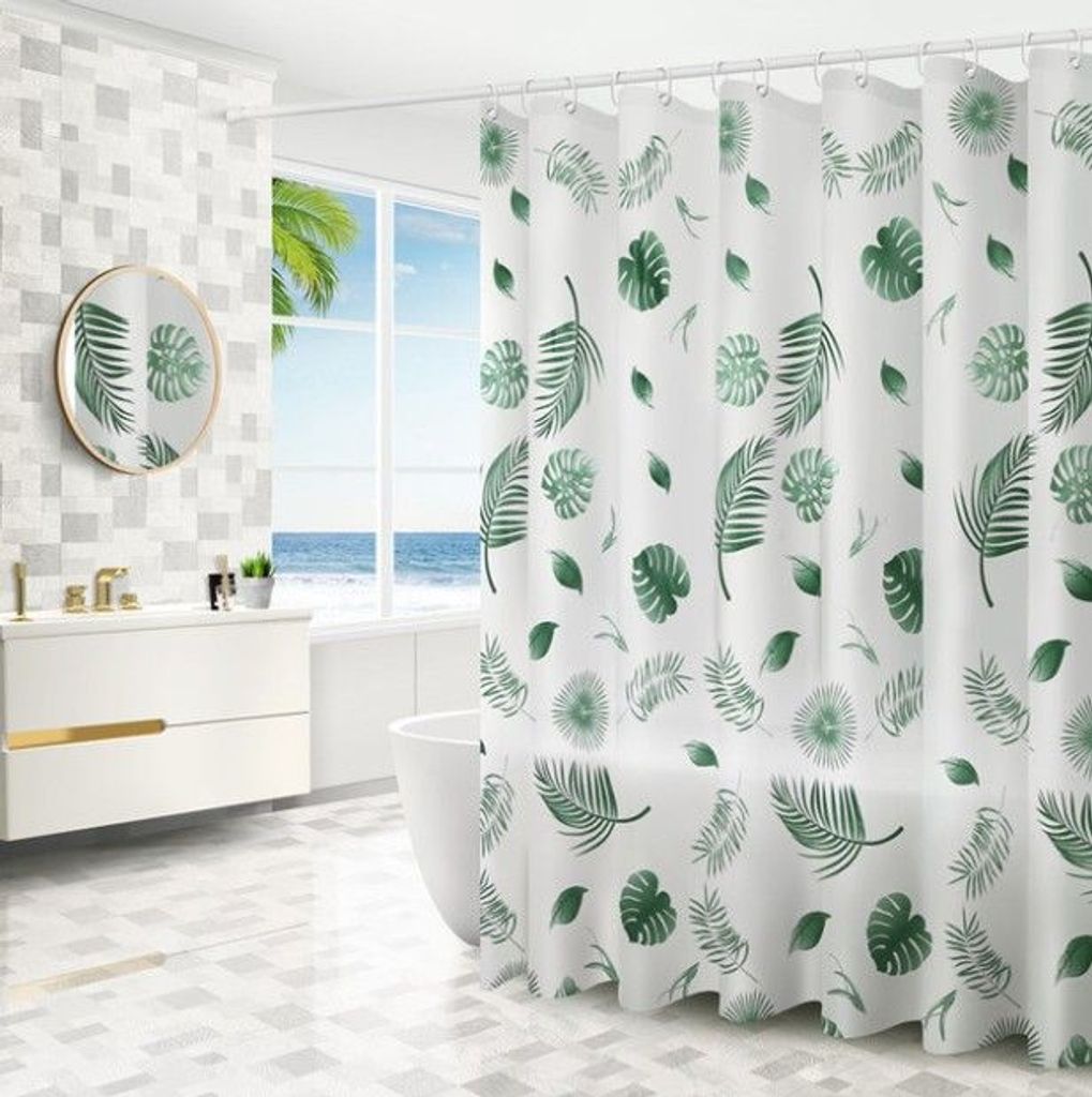 Badewannenvorhang Dusche Wohnzimmer Vorhang Schwarze Blume Muster Duschvorhang 