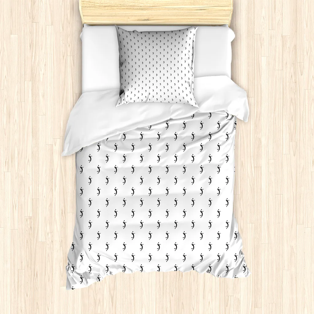 Set copripiumino ABAKUHAUS per letti singoli, Atleta verso l'obiettivo, Hit, Antiacaro, Adatto a chi soffre di allergie, con federa, 135 cm x 200 cm - 80 x 80 cm, Grigio antracite Bianco