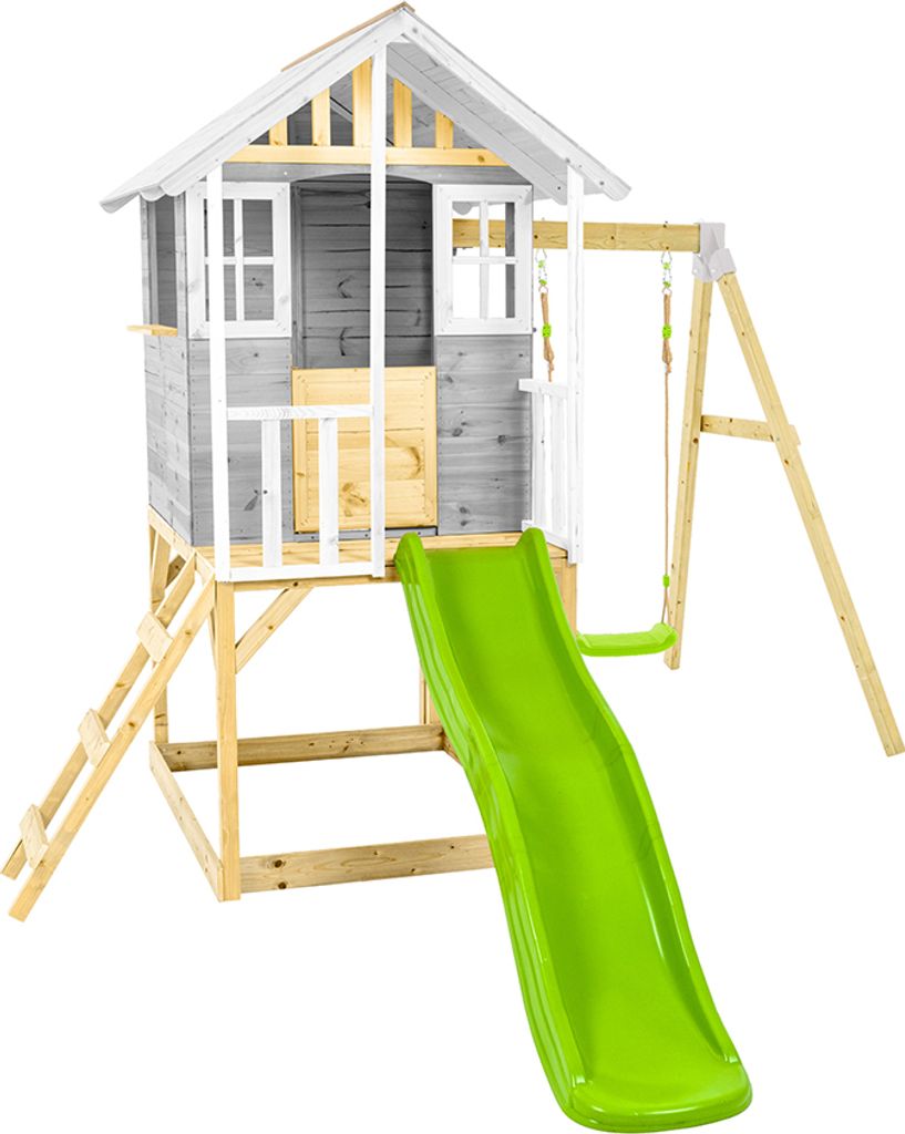 Zwerkules Valli 2 Kinder Stelzenhaus mit Rutsche und Schaukel Holz