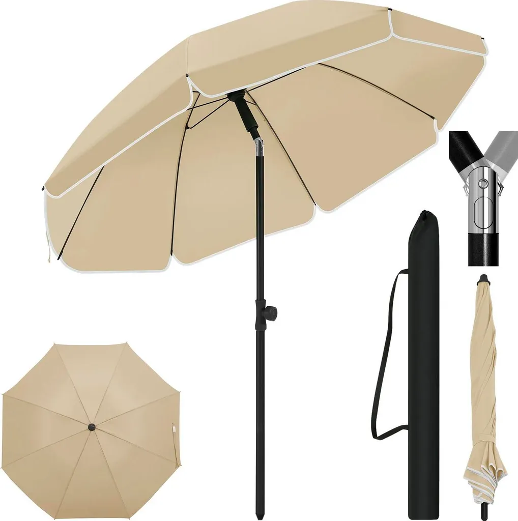 Parasol inclinable Ø 155 cm - Solution anti-UV et pluie pour petit balcon