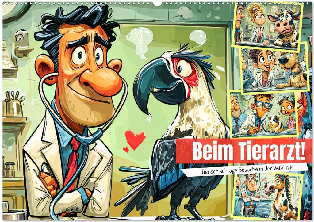Beim Tierarzt! Tierisch schräge Besuche in der Vetklinik (Wandkalender 2027 DIN A2 quer), CALVENDO Monatskalender