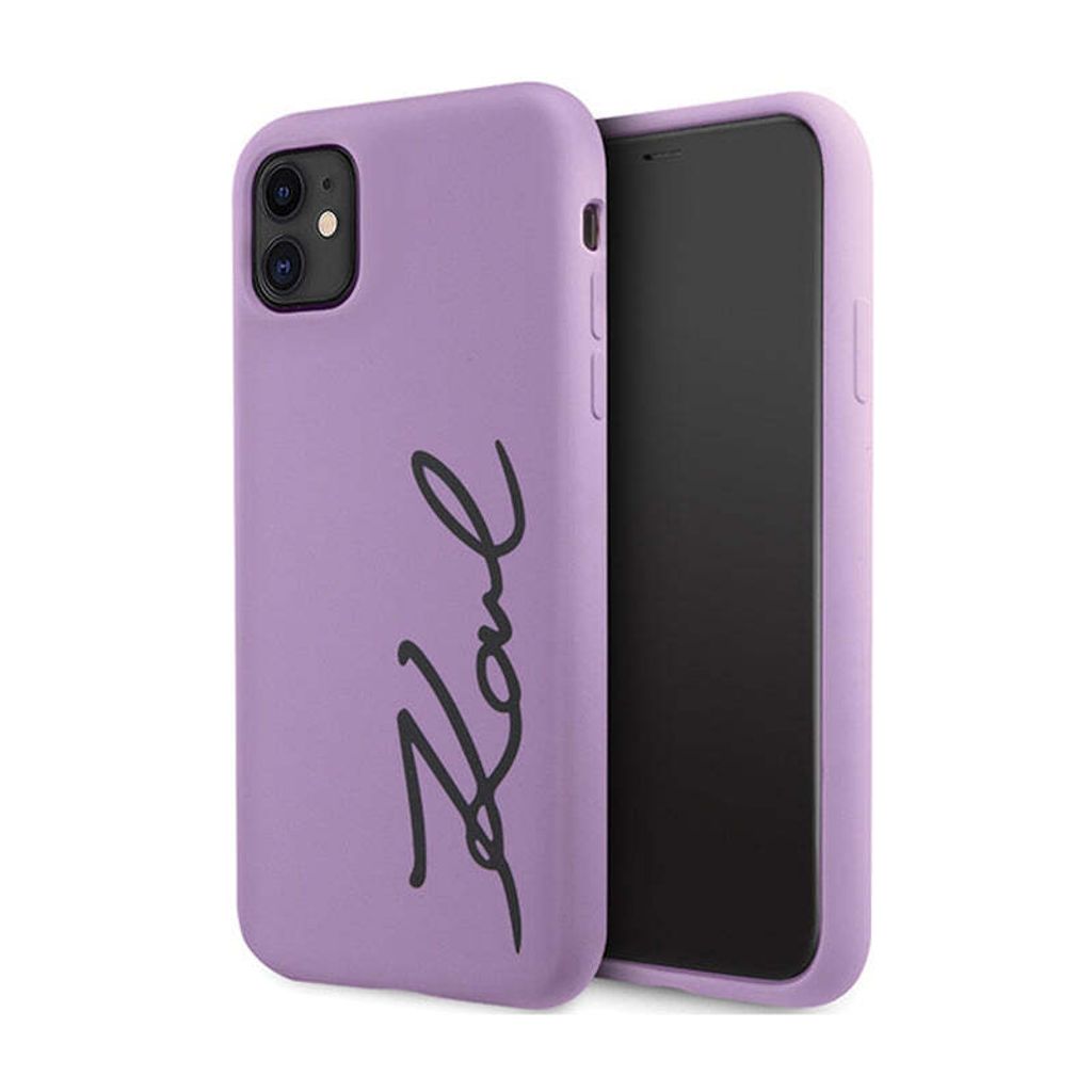 Karl Lagerfeld KLHCN61SKSVGU iPhone 11 / Xr 6,1" lila/lila Hardcase Silikon Signature Handyhülle