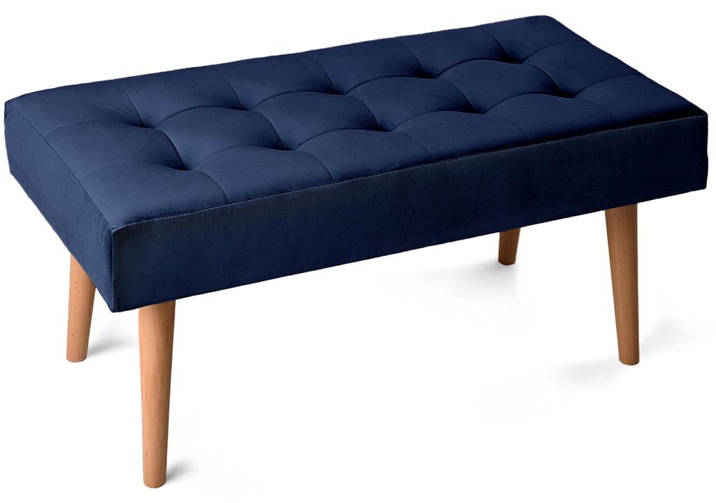 MG Design Polsterbank 45 × 90 cm in Marineblau - stabiles Holzgestell, weich gepolstert, samtig-weiche Oberfläche mit dezentem Schimmer, pflegele...
