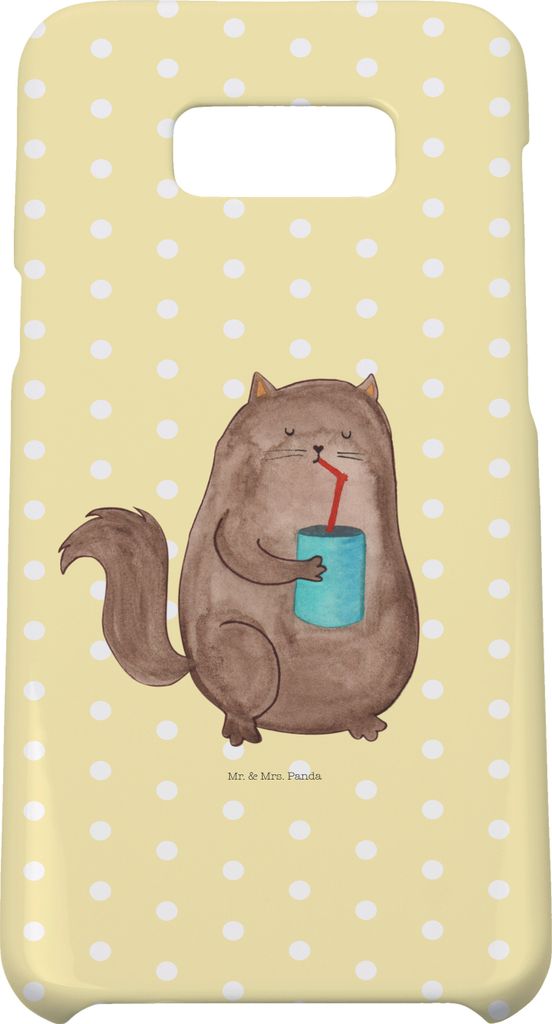 Mr. & Mrs. Panda Samsung Galaxy S8 plus Handyhülle Katze Dose - Gelb Pastell - Geschenk, Durstig, trinken, Cover, Katzen, Cats, Handy Case, Katzen...