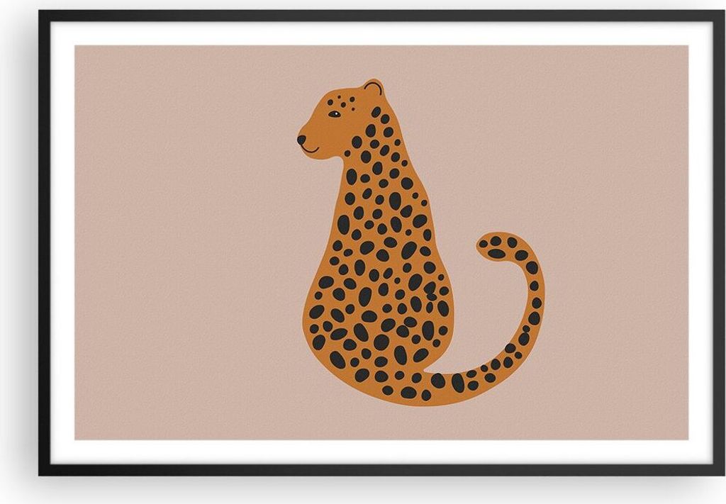 Gerahmtes Poster - Schwarzer Rahmen - Panther Grafik Leopard - 91,5x61 cm - Wand Bild - Wanddeko - Wandbilder - Kunstposter - Wandposter - Bilderra...