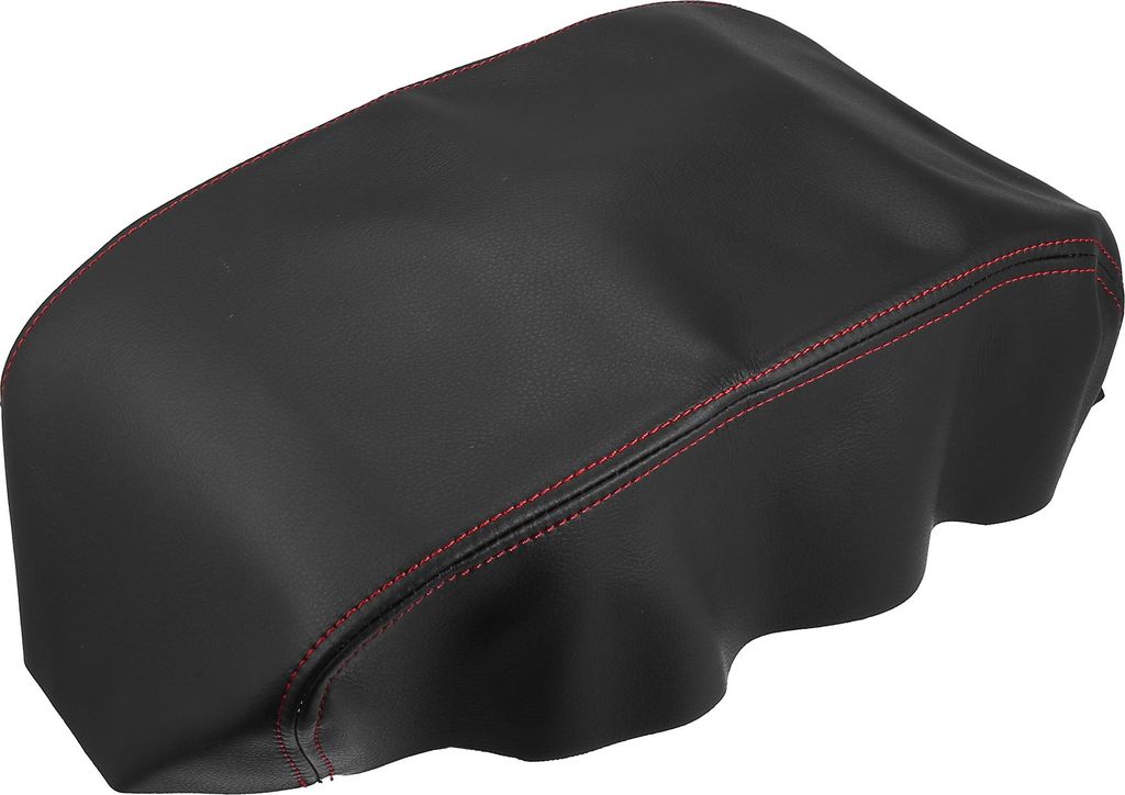 Auto Armlehnenschutz aus Schwarz Mikrofaser Leder mit Rot Nähten