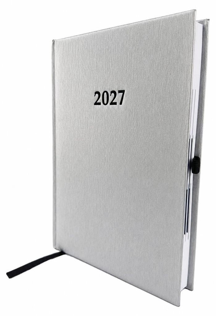 2027 ADINA Buchkalender Chefplaner A5 silber-metallic 1 Tag Produktbild 