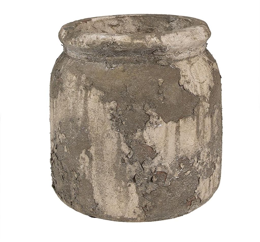 Clayre & Eef Pot de fleurs Ø 14x13 cm Gris Beige Terre Image du produit 