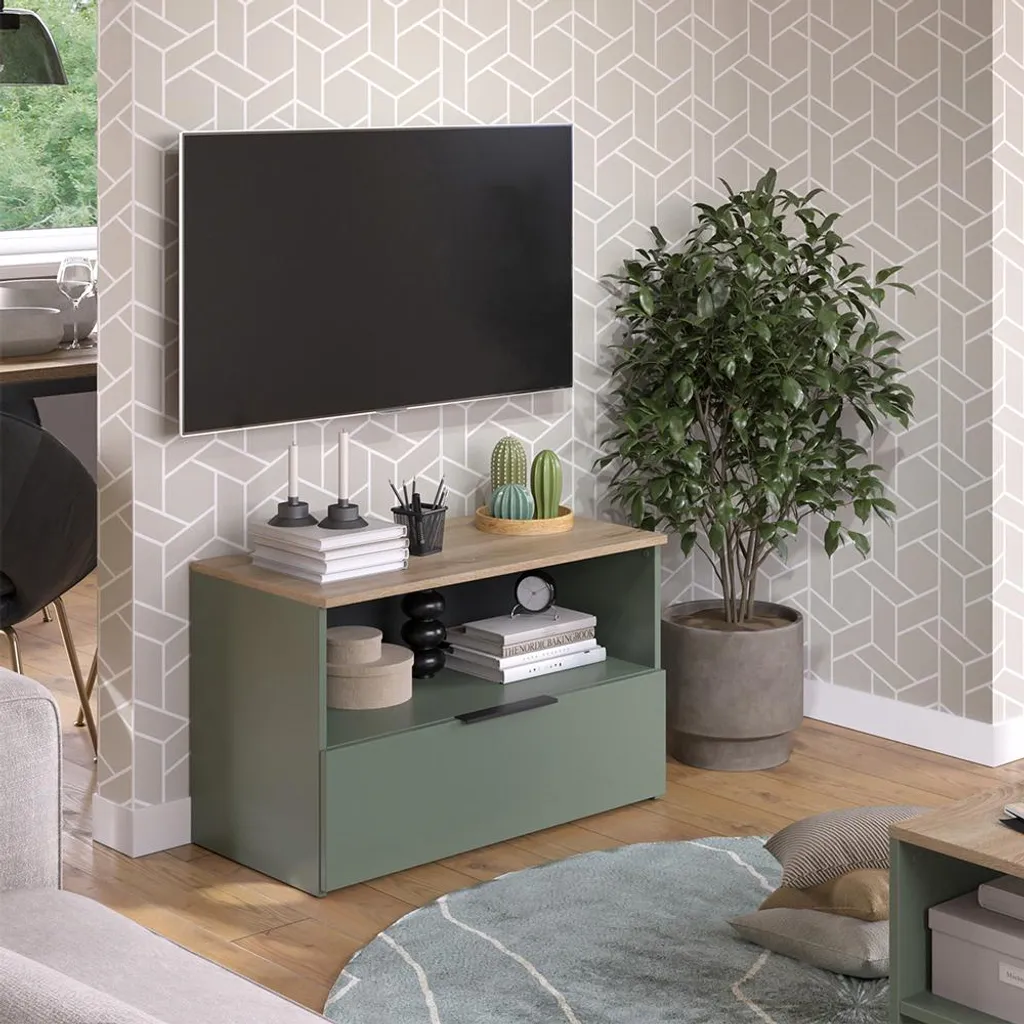 Commode Vicco Wido Vert 80x50 cm avec compartiment fermé - Modèle 57453