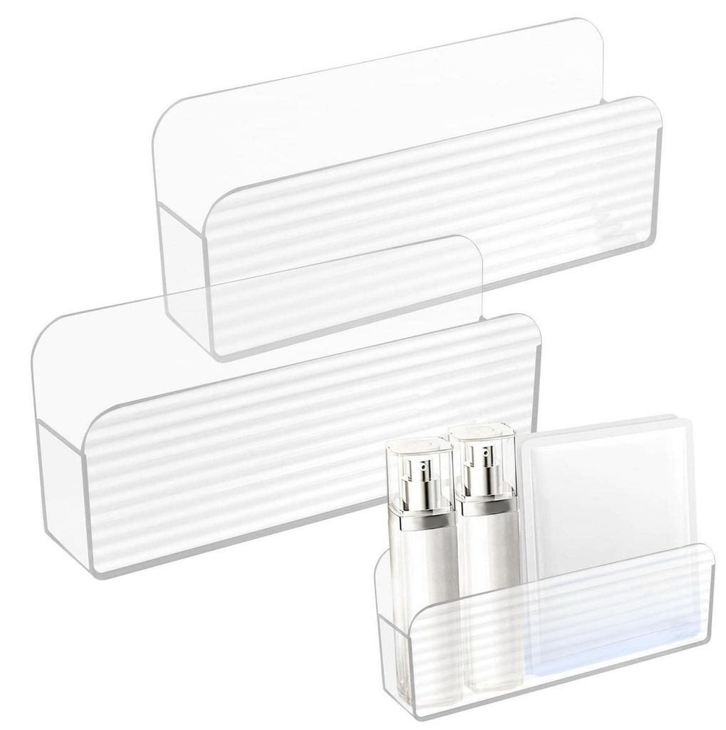 Étagère de douche blanche, lot de 2, fixation sans perçage, Image du produit 