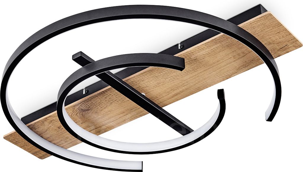 Fucine dimmbare Deckenlampe aus Metall/MDF/Kunststoff in Schwarz/Holzoptik