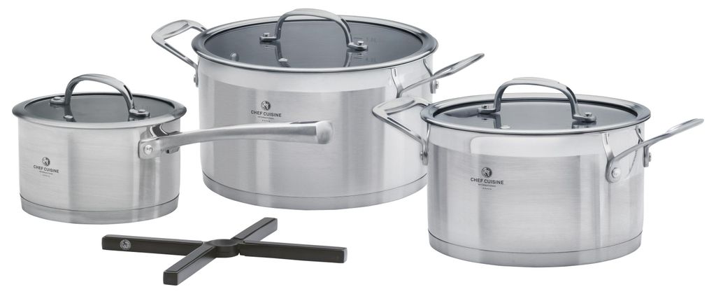 Chef Cuisine Topfset, 3-tlg. + Gratis Topf-Untersetzer