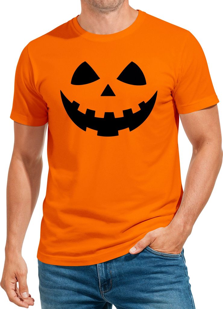 Herren T-Shirt Kürbis Halloween Party Kostüm Fasching Herbst Männer Fun-Shirt lustig Moonworks