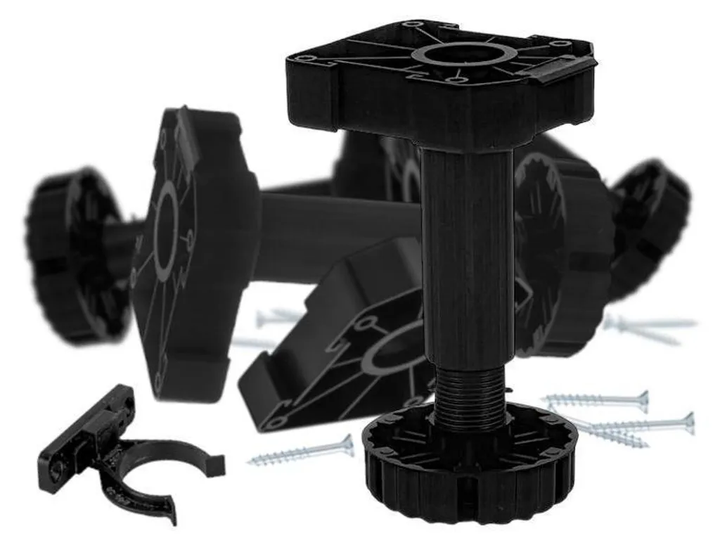 Pied de meuble noir ajustable 90-118 mm avec embase renforcée - Pack 40x