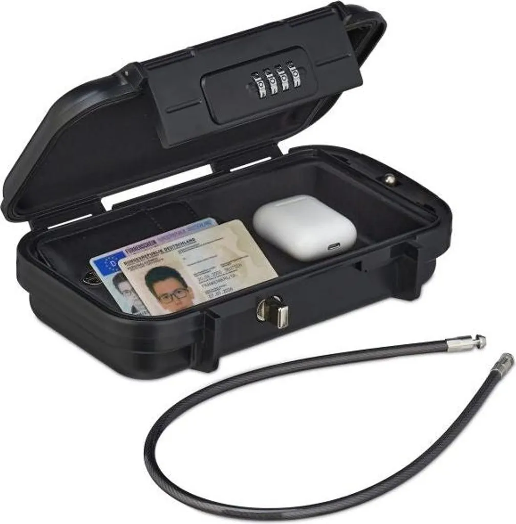 Coffre-fort portable avec serrure à combinaison numérique noir en acier