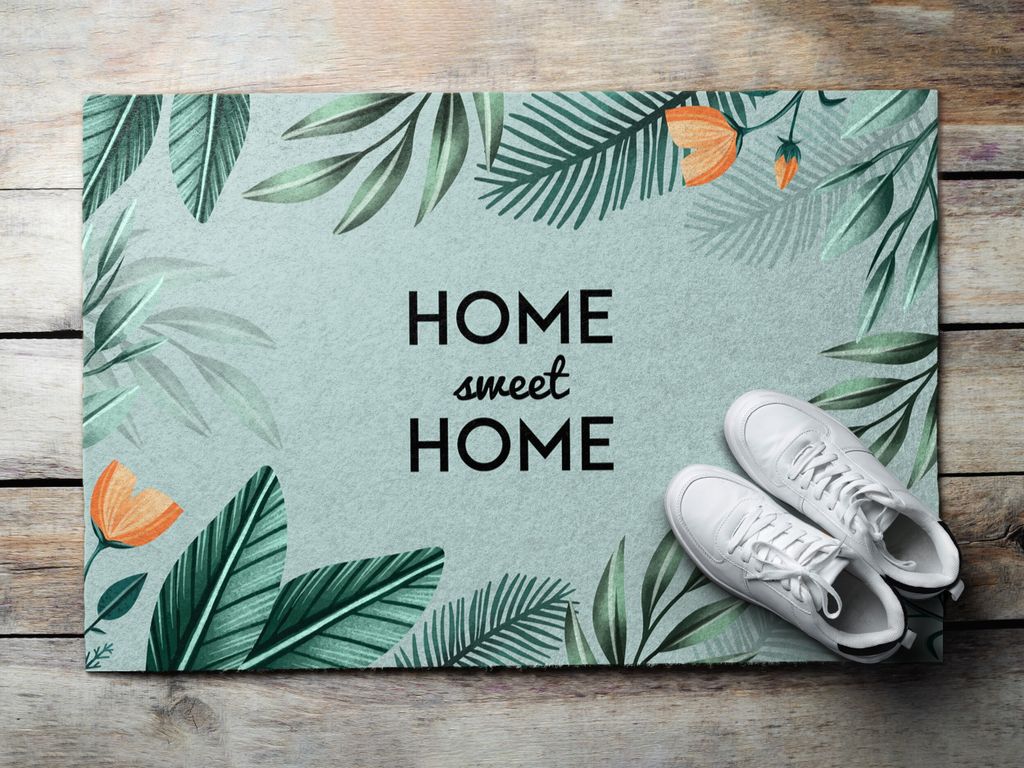 Fußmatte Aussen - Schuhmatte Haustür- Schmutzfangmatte Türvorleger - Outdoor Teppich Schmutzfänger - 90x60 cm - Trautes Heim, Glück allein