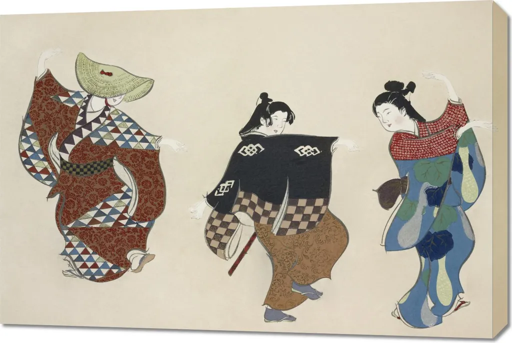 Quadro 90x60 cm Dancers, Sekka Giapponese Vintage per il salotto