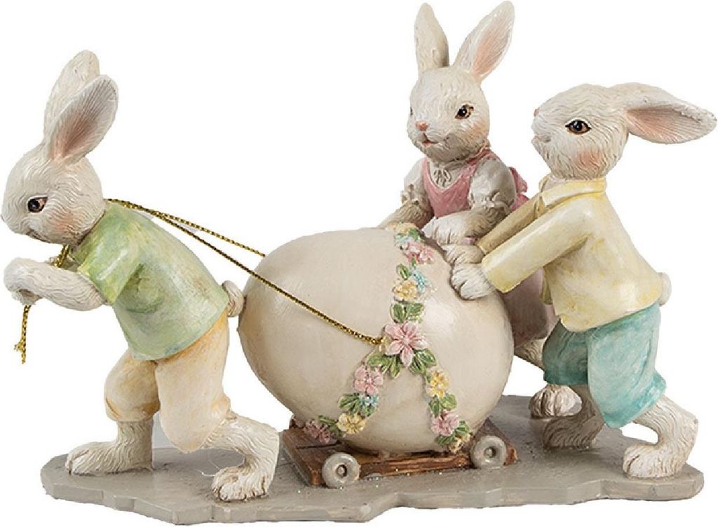 Clayre & Eef Dekorationsfigur Kaninchen 17x8x11 cm Beige Kunststoff