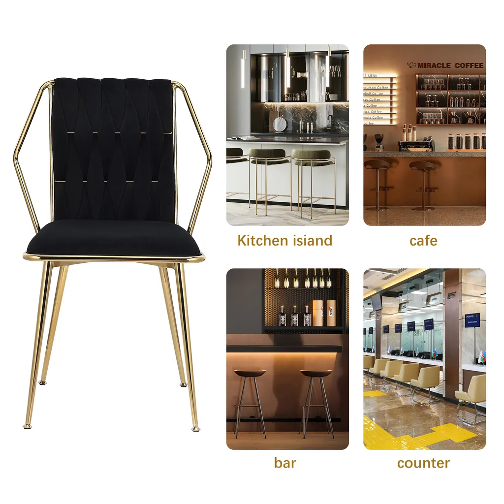 Chaise de Salle à Manger Design en Velours Lot de 2 pour Cuisine et Salon