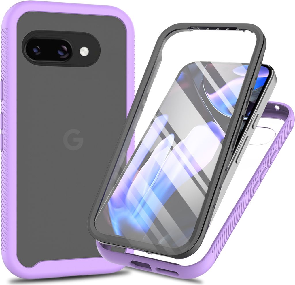 Hülle für Google Pixel 9A, Bumper mit Eingebautem Displayschutz Komplettschutz Schutzhülle Lila