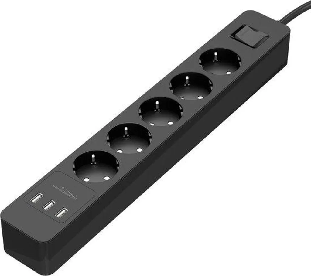 Boîtier de protection 5 prises avec chargeur USB - 4000W 16A Noir