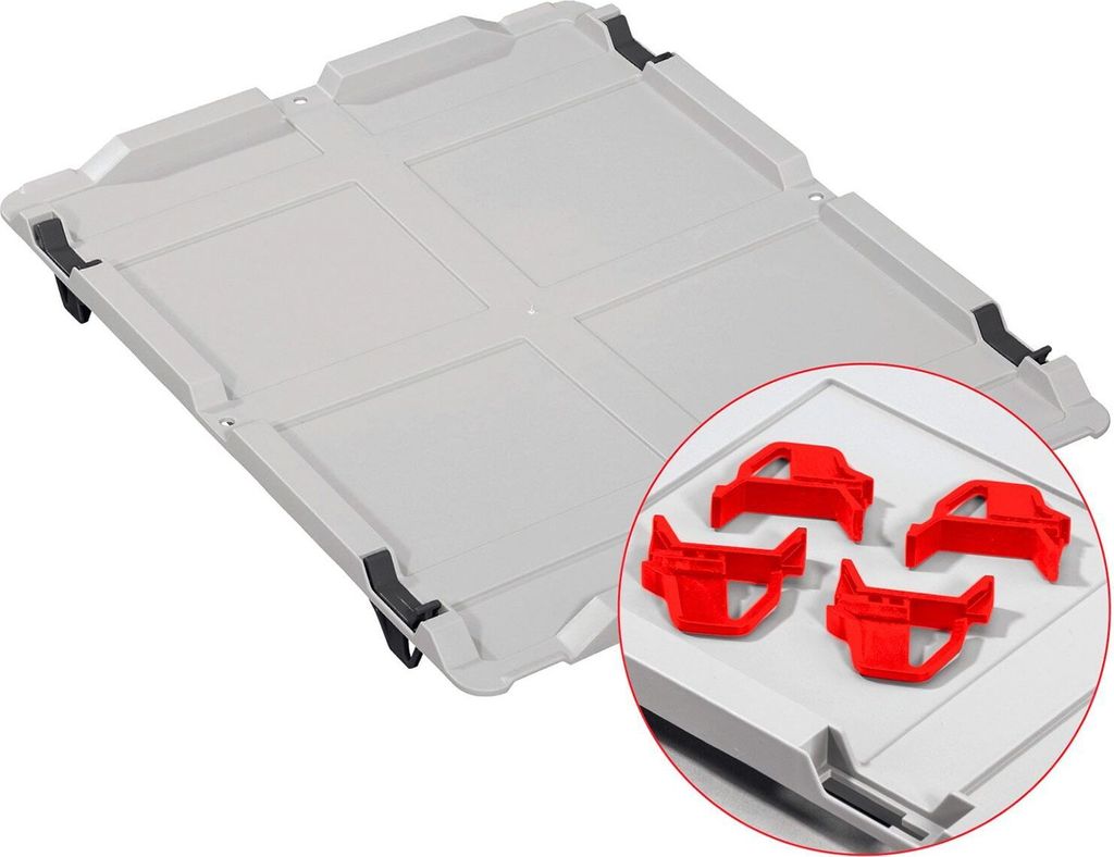 Auflagedeckel Set Eurobox NextGen mit 4 roten Schiebeschnappverschlüssen | BxT 40x60cm | Eurobehälter, Transportbox, Transportbehälter, Stapelbe...