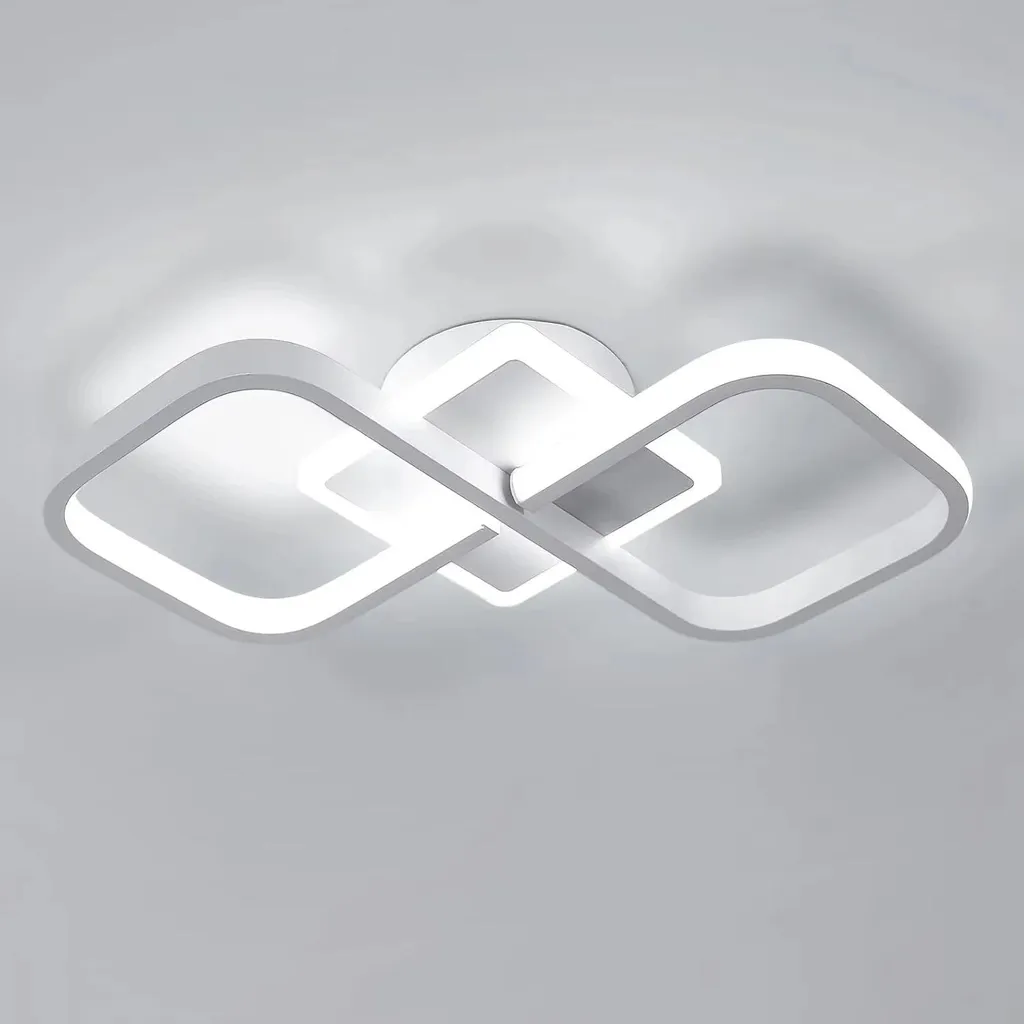 Luminaire de plafond LED design carré blanc pour entrée et couloirs