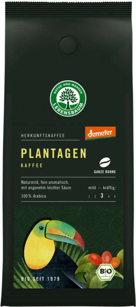 Plantagen Kaffee ganze Bohne 250g von Lebensbaum Produktbild 
