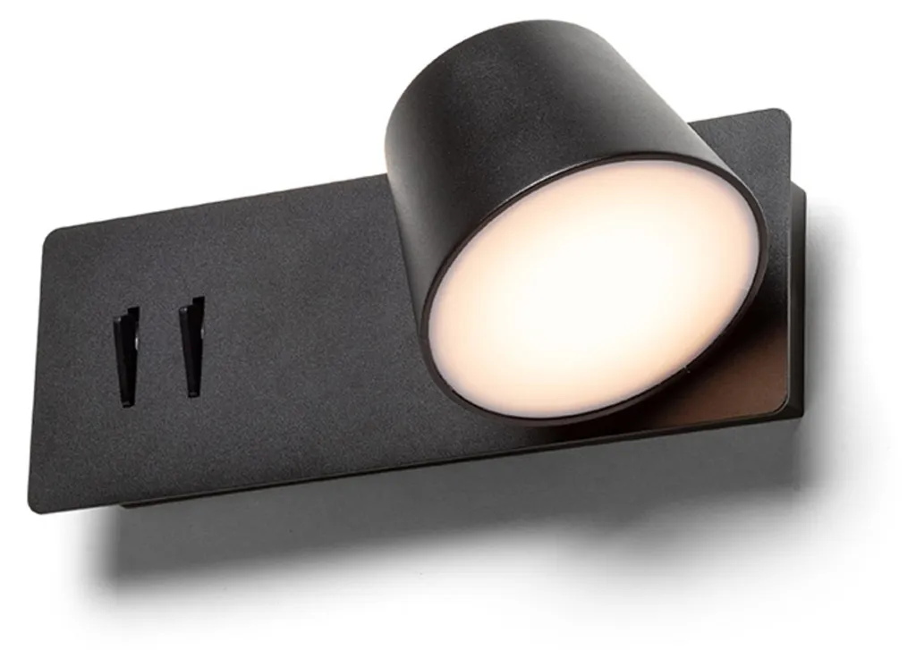 Lampe de chevet LED noire AMADEUS idéale pour la lecture nocturne