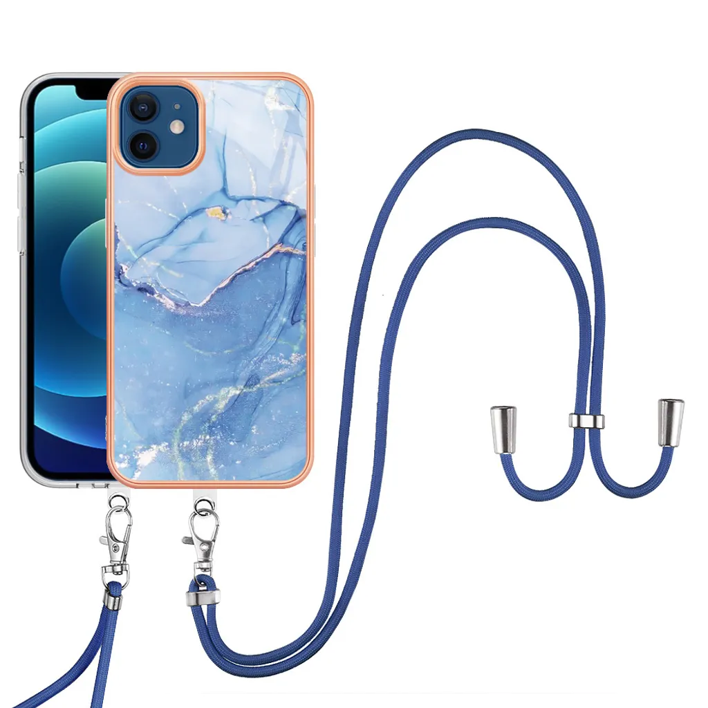 Custodia Protettiva iPhone 12 / 12 Pro TPU Bumper con Laccio Blu