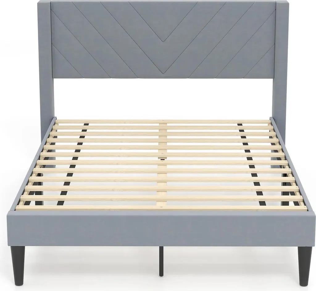 Lit double 140x200 cm Gris Clair Idéal pour Chambre Adulte Moderne